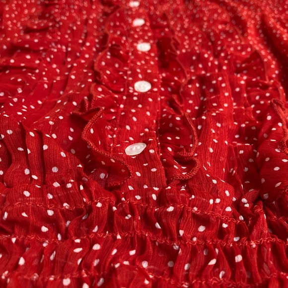 MAURICES Red Ruffle Button Blouse - Picture 5 of 7